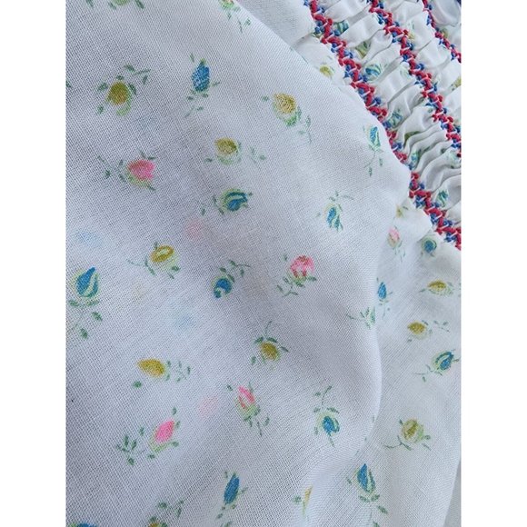 Vintage By Thomas One Piece Baby Girl Romper Size 24 Months Smocked Flowers 1970 - Picture 3 of 9